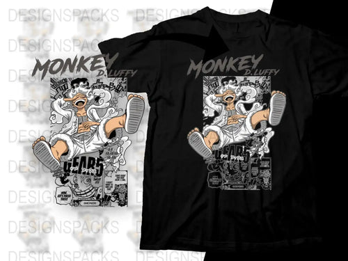 Monkey D. Luffy Gear 5 Joyful Pose Graphical Png Digital Download