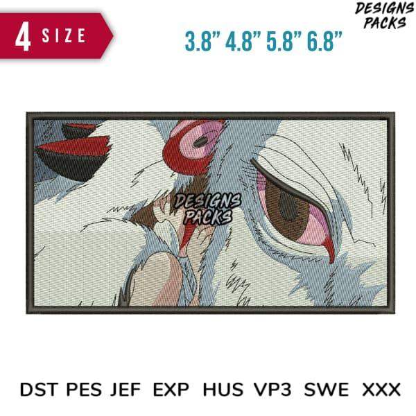 Anime-style embroidery design with detailed eyes, available in multiple sizes and formats