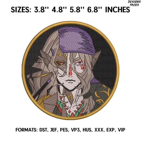 Mononoke Embroidery Design File, Mononoke Anime Embroidery Design, Machine Embroidery, Anime Pes Design Brother