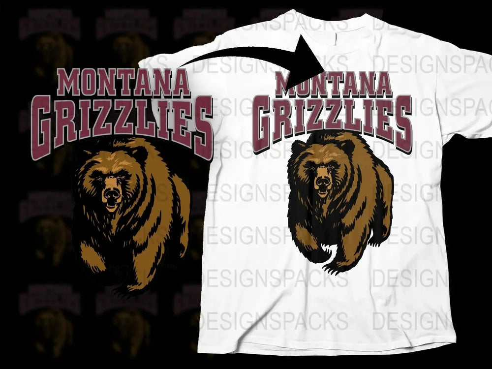 Montana Grizzlies College Football Png Digital Download