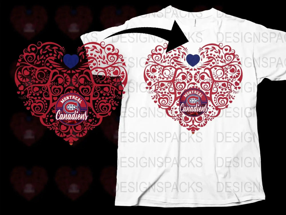 Montreal Canadiens Heart Design Graphic Png Digital Download