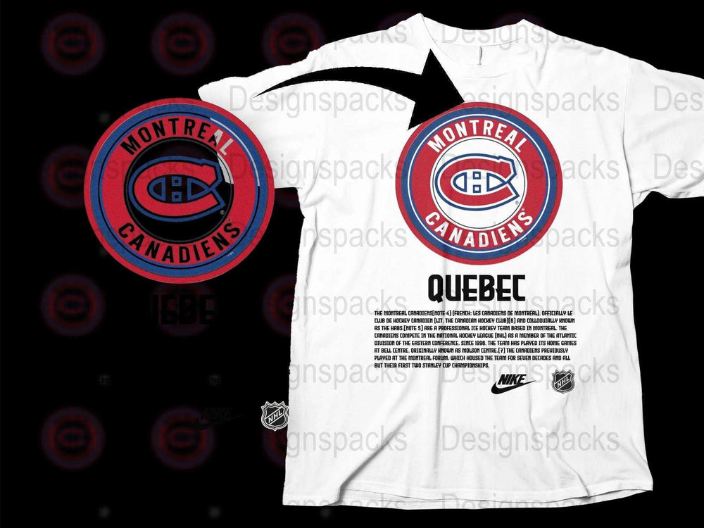 Montreal Canadiens T-Shirt, Quebec NHL Team Logo, Nike Sports Apparel White Tee