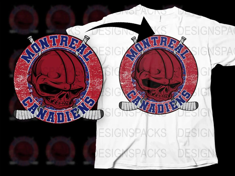 Montreal Canadiens Skull Graphic Design Png Digital Download