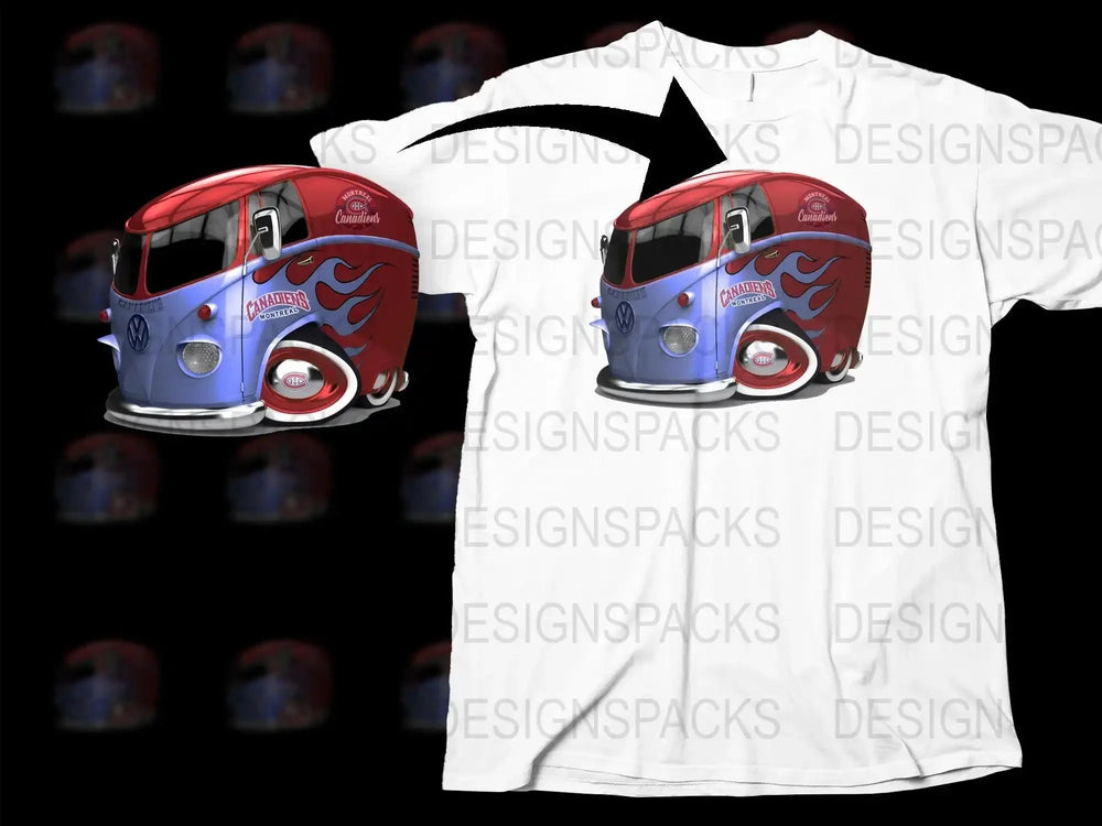 Montreal Canadiens Themed Retro Van Graphic Png Digital Download