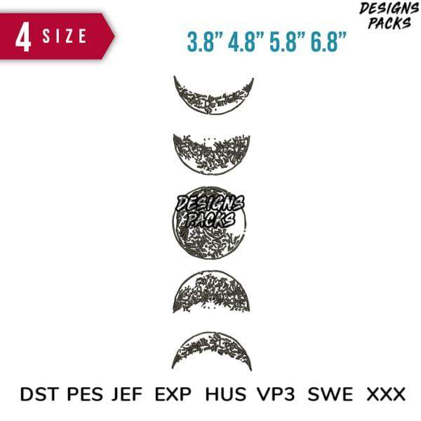 Embroidery design in 4 sizes: 3.8” to 6.8”, compatible with DST PES JEF formats for machine stitching