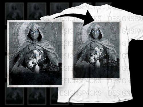 Moon Knight Graphic Gray Illustration Png Digital Download