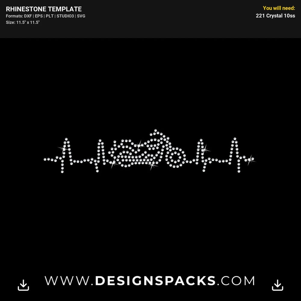 Motorcycle Heartbeat Rhinestone Digital Template