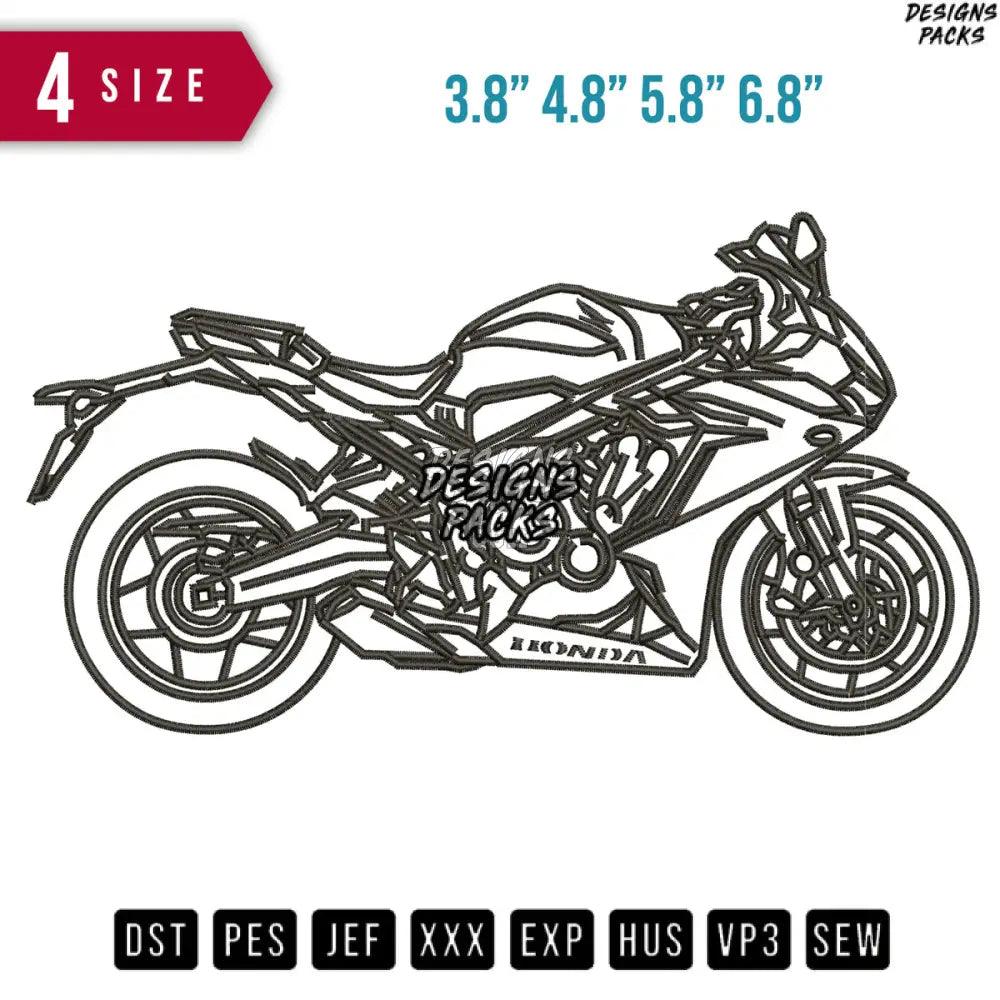 Motorcycle Outline Embroidery Design