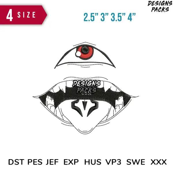Mouth Sukuna Embroidery Design 2.5" 3" 3.5" 4"