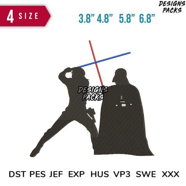 Star Wars duel embroidery design with 4 sizes, DST PES formats for instant download