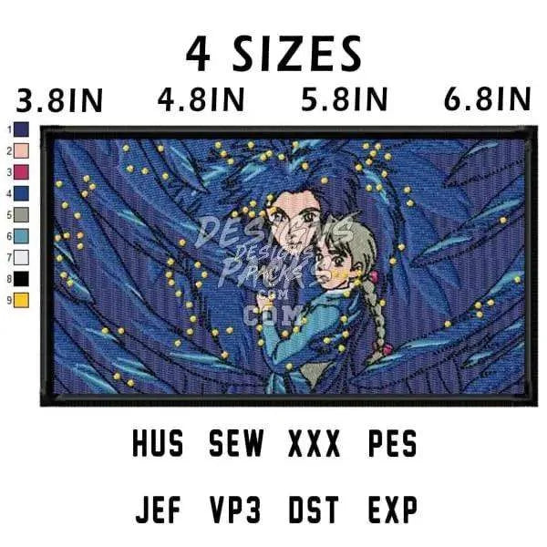 Moving Castle Anime Embroidery Design