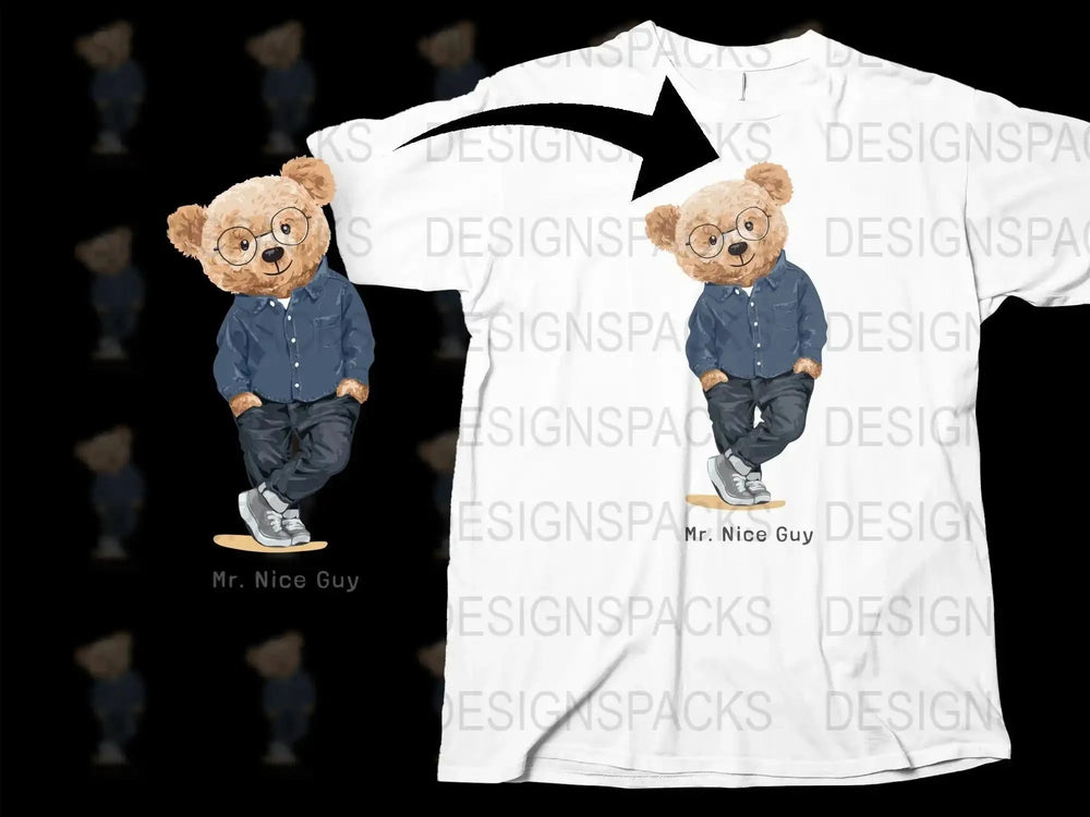 Mr. Nice Guy Graphic Designer Teddy Bear Png Digital Download