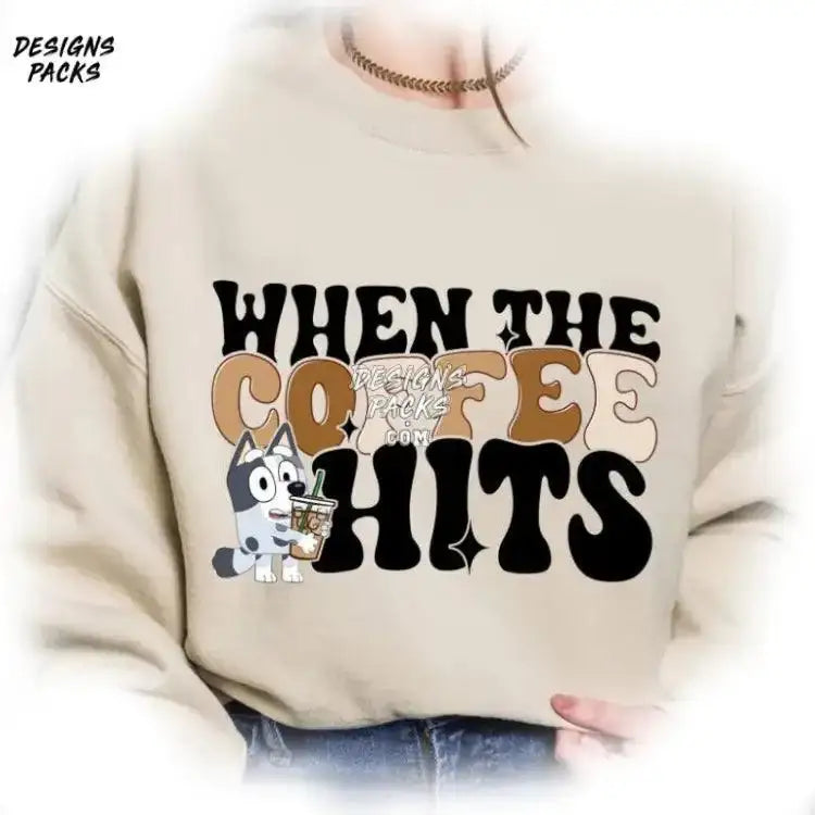 Muffin When The Coffee Hits Cupcake Heeler Bluey Png Design