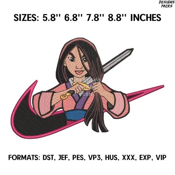 Mulan Embroidery Design File, Mulan Anime Embroidery Design, Machine Embroidery, Nike Swoosh Embroidery Design