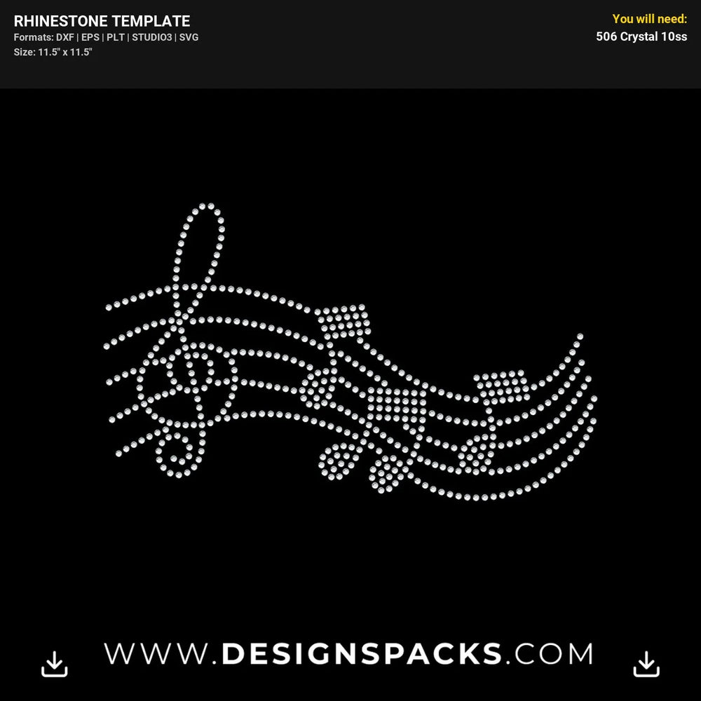 Music Melody Rhinestone Digital Template