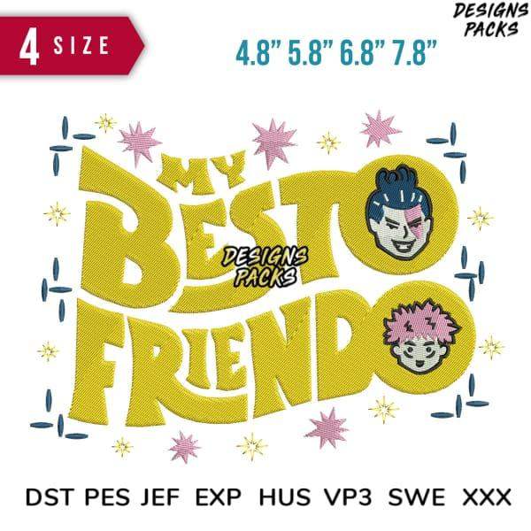 My Besto Frendo embroidery design with 4 sizes, DTF/DTG ready, PES SVG formats, instant download