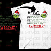 Festive Santa Claus Graphic T-Shirt 'I'm Booked' Holiday Tee, Christmas Party Top, Fun Santa Schedule Design Shirt