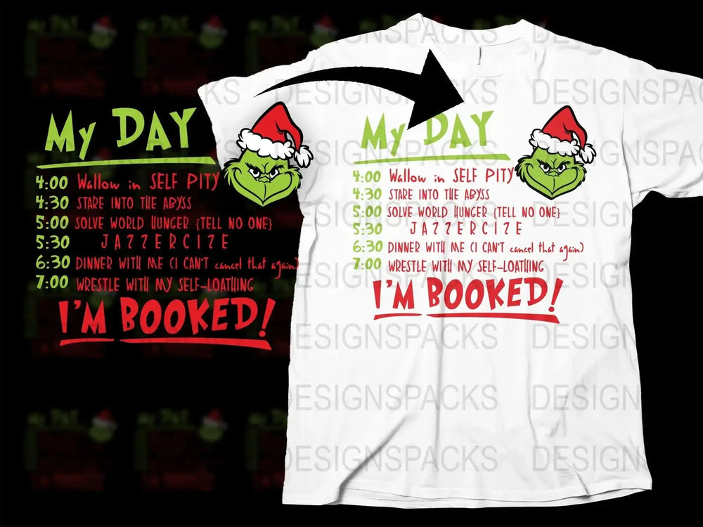 Funny Christmas Santa T-Shirt, Holiday Schedule Humor Tee, Festive Graphic Shirt, Unique Gift Idea