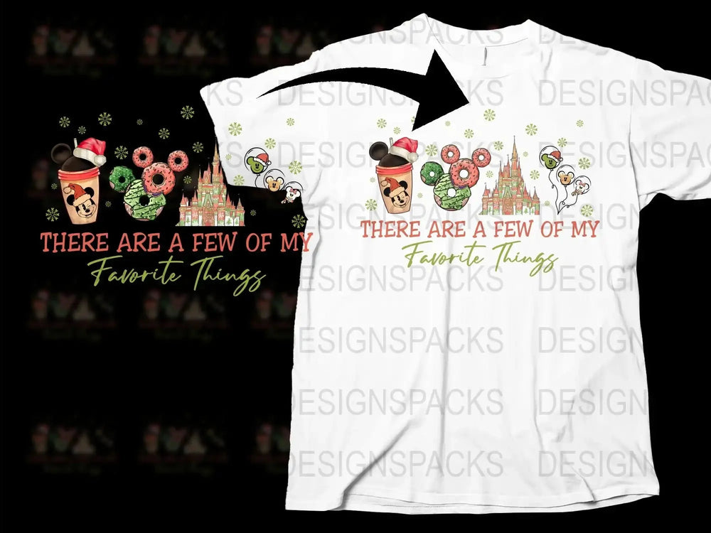 Favorite Things Graphic T-Shirt, Cute Coffee and Donuts Design, White Tee, Colorful Illustration, Casual Wear, Gift Idea