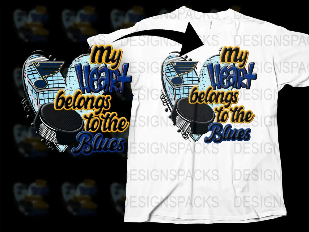My Heart Belongs To The Blues Graphic Png Digital Download