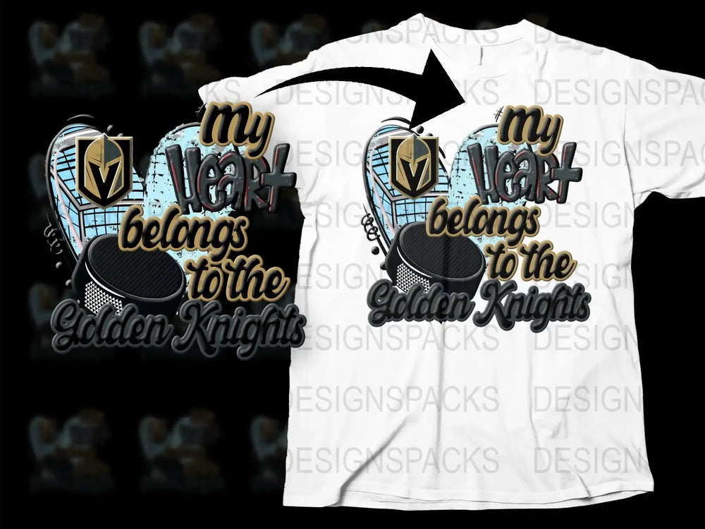 My Heart Belongs to the Golden Knights Png Digital Download