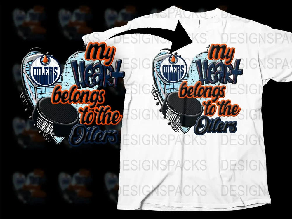 My Heart Belongs to the Oilers Graphic Png Digital Download