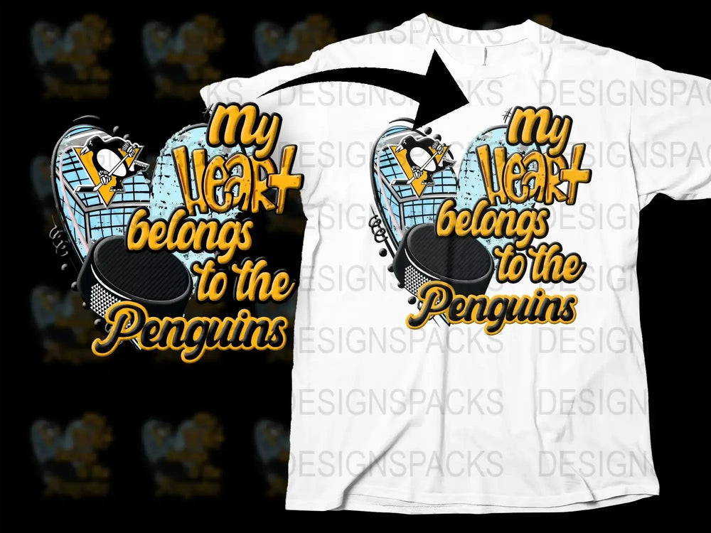 My Heart Belongs to the Penguins Graphic Png Digital Download