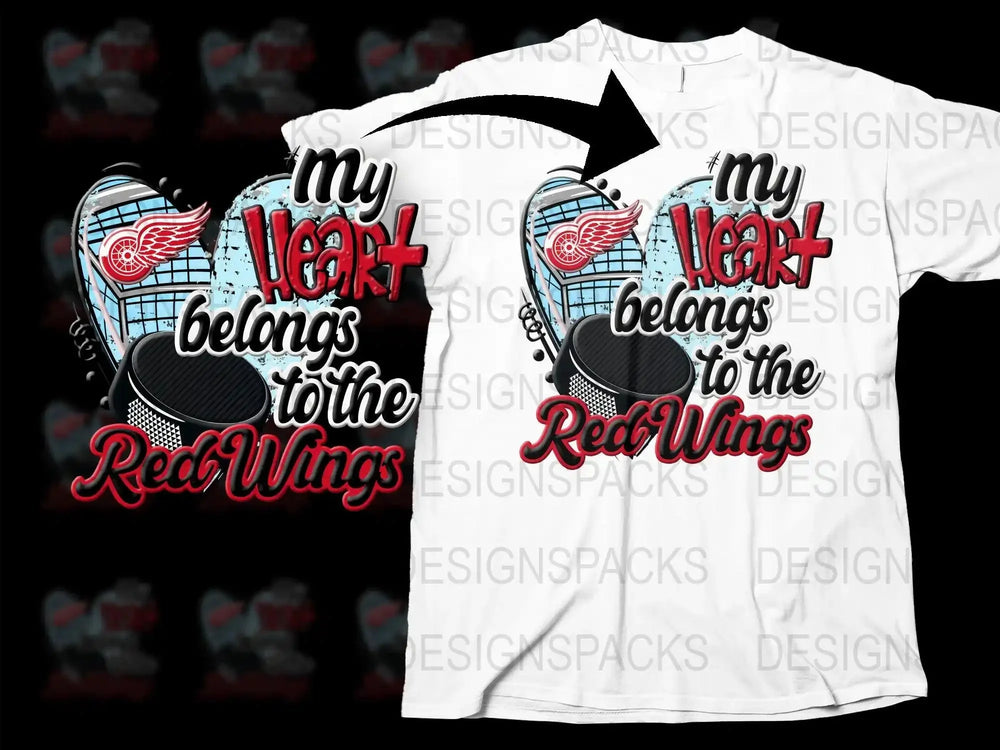 My Heart Belongs to the Red Wings Png Digital Download