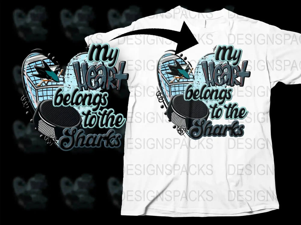 My Heart Belongs to the Sharks Graphic Png Digital Download