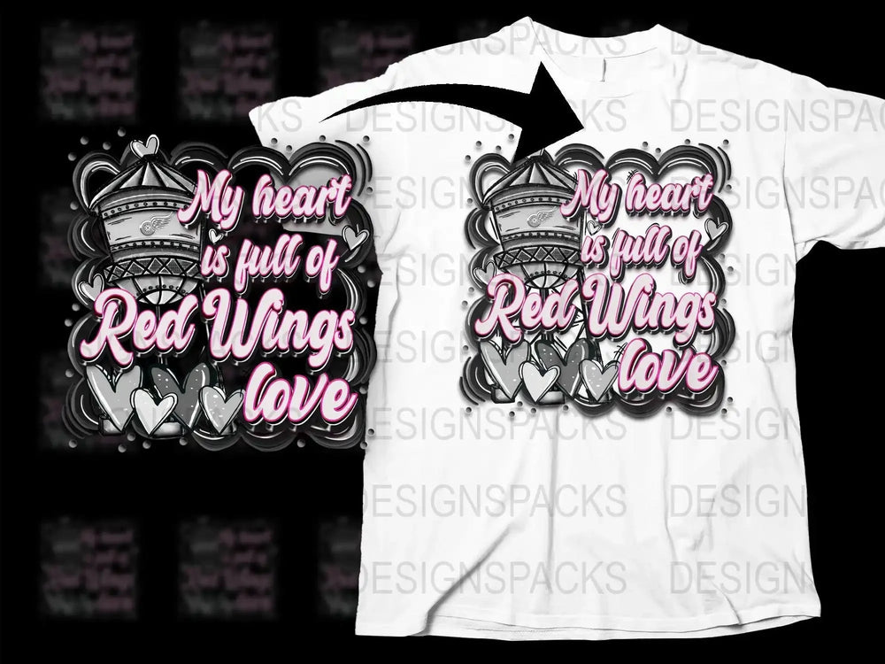 My Heart is Full of Red Wings Love Png Digital Download