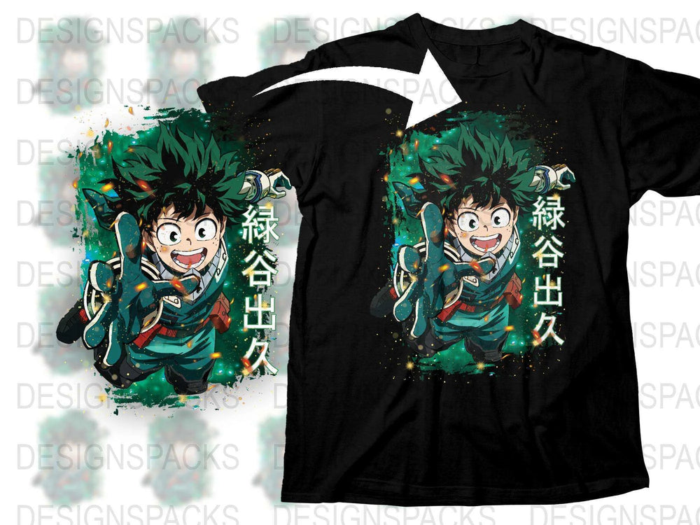 Anime Graphic T-Shirt, Midoriya Izuku My Hero Academia Tee, Unisex Manga Shirt, Casual Cosplay Apparel, Vibrant Character Design, Gift for