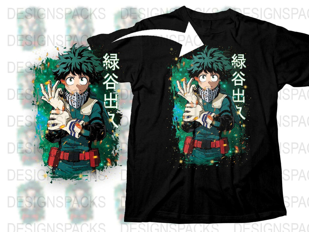 Anime Inspired T-Shirt, Cool Green Splatter Graphic, Unisex Manga Tee, Casual Wear