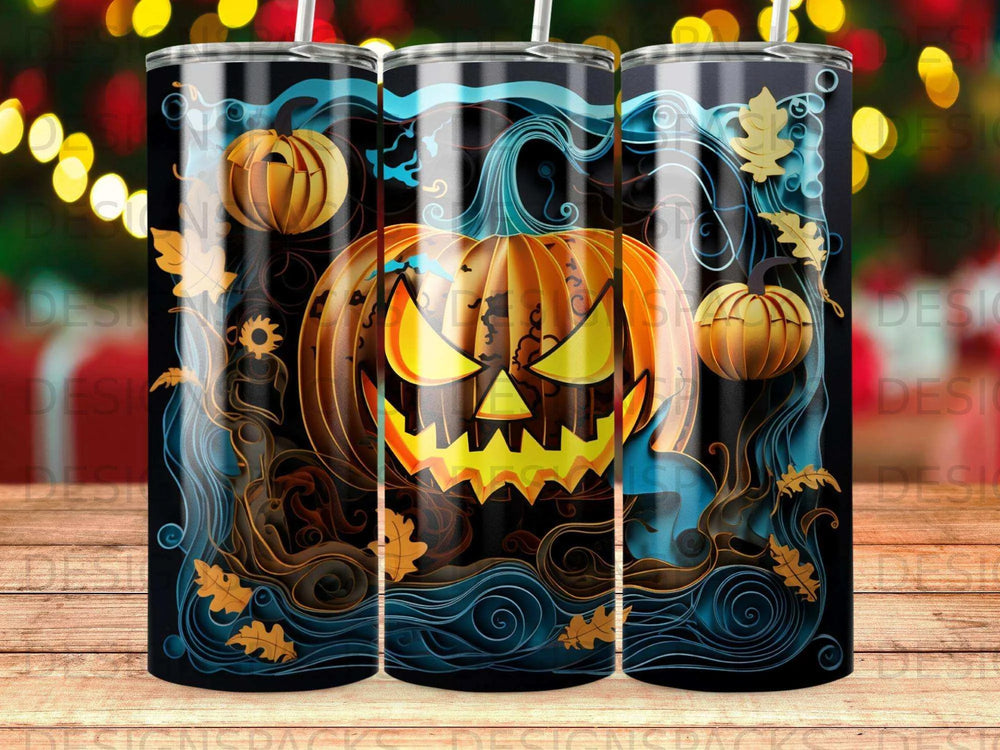 Mystic Jack-o'-Lantern Tumbler Digital Wrap Design