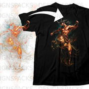 Black t-shirt featuring a centaur with muscular human torso and horse body.