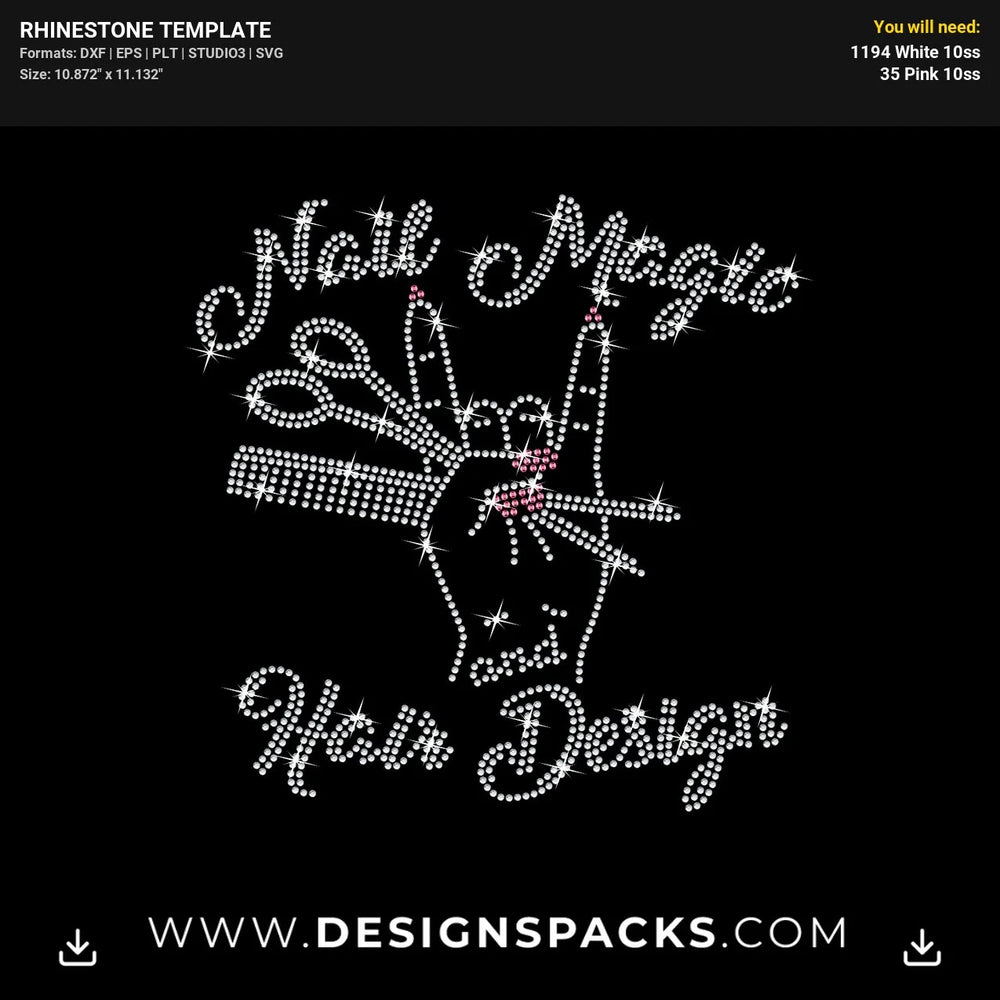 Nail Magic Hair Salon Logo Rhinestone Digital Template