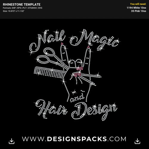 Nail Magic Hair Salon Logo Rhinestone Digital Template