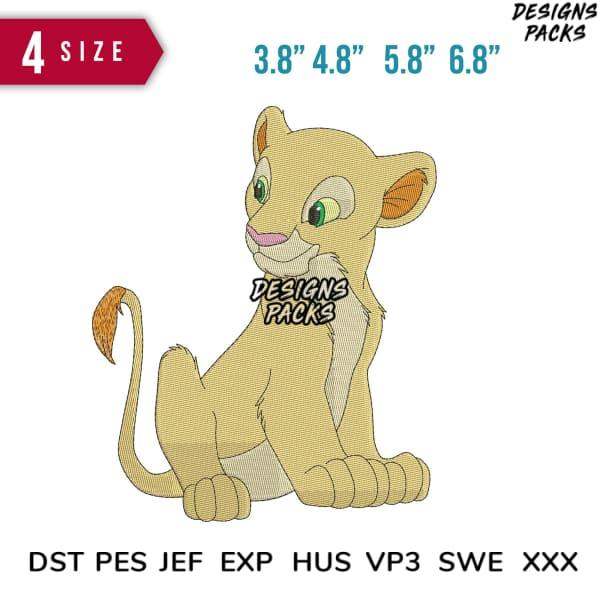 Cute lion cub embroidery design in 4 sizes, DST PES JEF formats for instant download