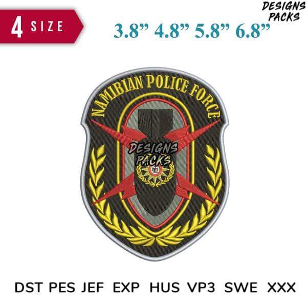 Namibian Police Force embroidery design in 4 sizes, print-ready formats for instant download