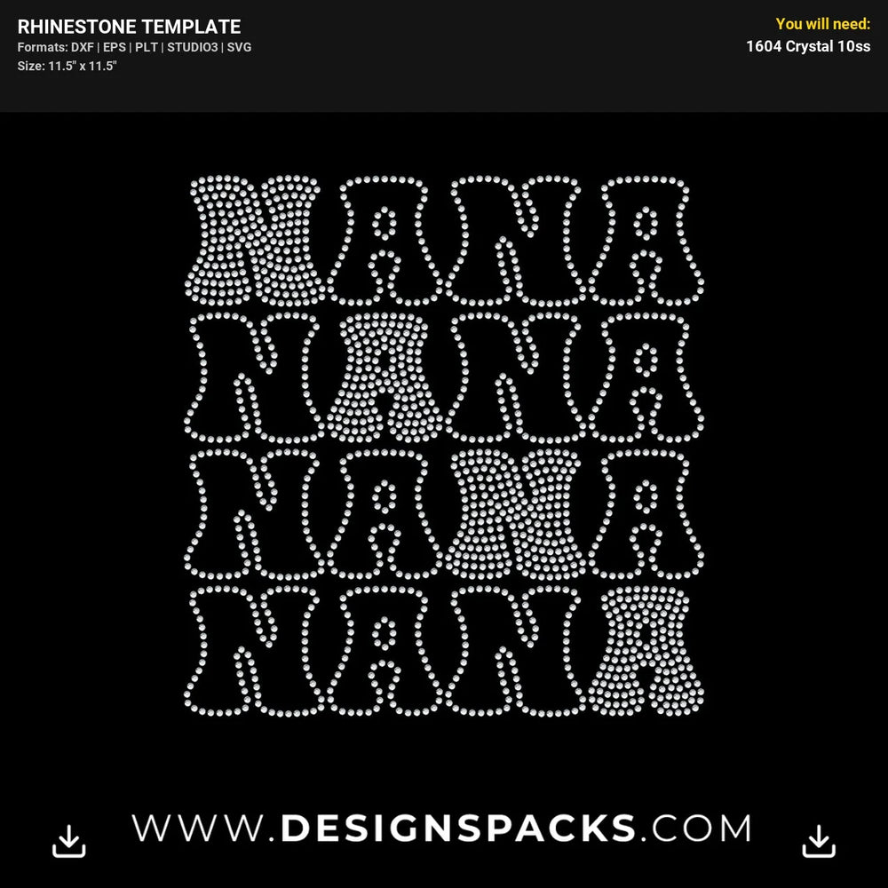 Nana Retro Vintage Boho Rhinestone Digital Template
