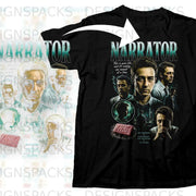 Fight Club Narrator graphic tee with text and character collages.