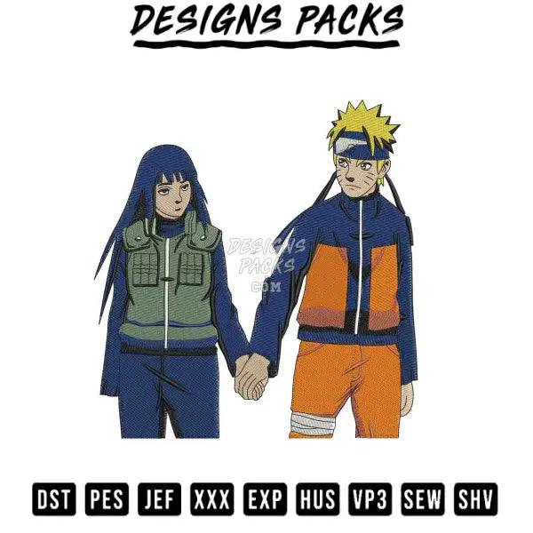 Naruto and Hinata Embroidery Design 3.8" 4.8" 5.8" 6.8