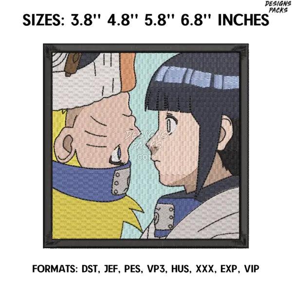 Naruto and Hinata Embroidery Design File, Naruto Anime Embroidery Design, Love embroidery design, Anime Pes Design File