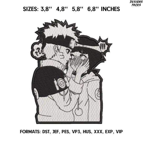 Naruto and Hinata Embroidery Design File / Naruto Anime Embroidery Design/ Love embroidery design