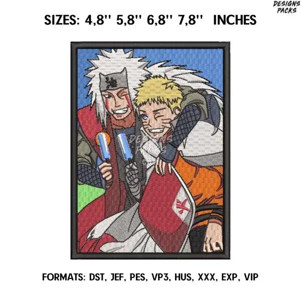 Naruto and Jiraya Embroidery design file pes. Anime embroidery pattern. 4.8/ 5,8 /6,8 /7,8in. Digital design download
