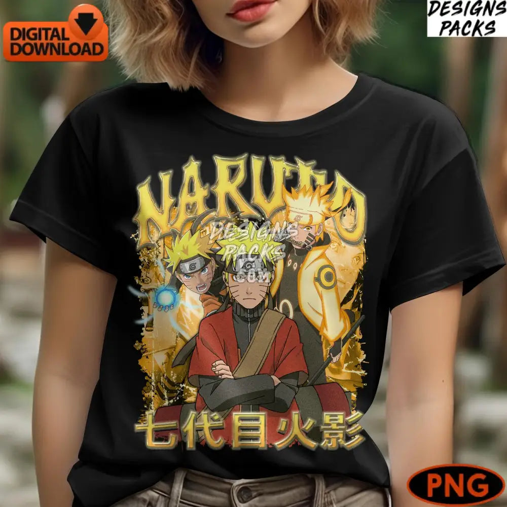 Naruto Anime Digital Vintage Style Characters Instant Download