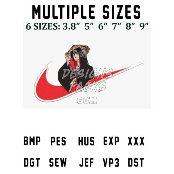 Anime character with hat on red swoosh, 6 sizes, embroidery & print-ready formats