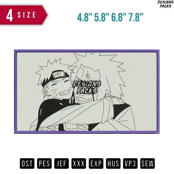 Naruto Jiraya hug Embroidery Design