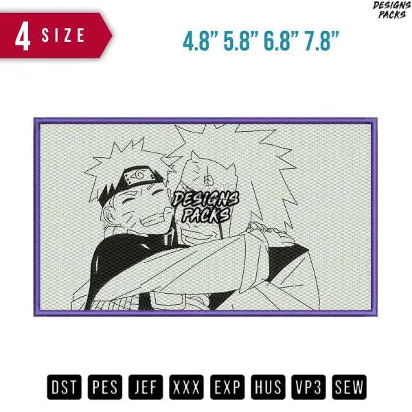 Naruto Jiraya hug Embroidery Design