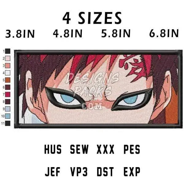 Gaara Anime Embroidery Design