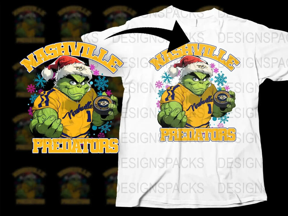Nashville Predators Grinch Christmas Design Png Digital Download